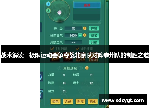 战术解读：极限运动会争夺战北京队对阵泰州队的制胜之道